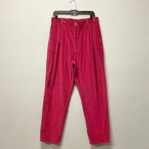 Vintage Lands End Corduroy Pants Pink Womens 16 Front Pleats Casual Cozy